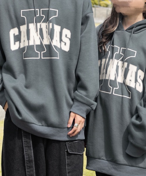 PairPair（ペアペア）の「裏起毛カレッジロゴフーディー(ユニセックス)（パーカー・レディース・グレイッシュブルー/スミクロ/オートミール・FREE）」の10枚目の写真