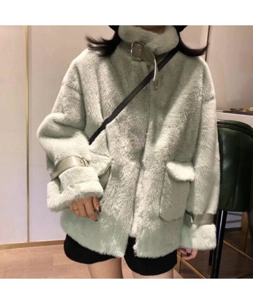 おしゃれスタ(オシャレスタ)の「もこもこボア レザーパイピングジャケット(その他アウター・レディース・ホワイト/グリーン・M/L/XL)」の17枚目の写真