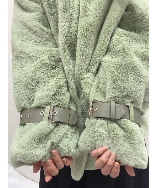 おしゃれスタ(オシャレスタ)の「もこもこボア レザーパイピングジャケット(その他アウター・レディース・ホワイト/グリーン・M/L/XL)」の21枚目の写真