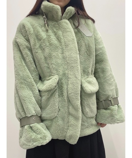 おしゃれスタ(オシャレスタ)の「もこもこボア レザーパイピングジャケット(その他アウター・レディース・ホワイト/グリーン・M/L/XL)」の20枚目の写真