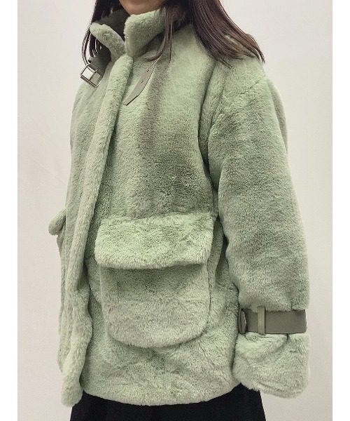 おしゃれスタ(オシャレスタ)の「もこもこボア レザーパイピングジャケット(その他アウター・レディース・ホワイト/グリーン・M/L/XL)」の19枚目の写真