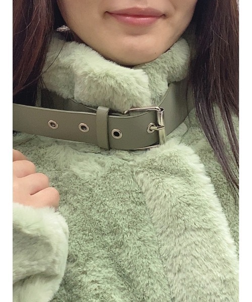 おしゃれスタ(オシャレスタ)の「もこもこボア レザーパイピングジャケット(その他アウター・レディース・ホワイト/グリーン・M/L/XL)」の18枚目の写真