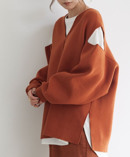 titivate（ティティベイト）の「ｼｮﾙﾀﾞｰｽﾘｯﾄﾃﾞｻﾞｲﾝｷｰﾈｯｸﾆｯﾄ（ニット/セーター・レディース・ブラウン系その他/ライトブラウン/ピンク/ブラック・M/S）」の6枚目の写真