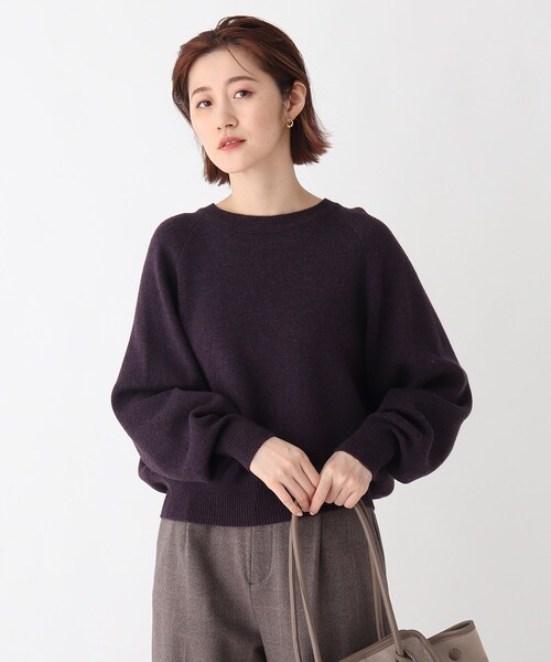 OPAQUE.CLIP(オペークドットクリップ)の「◆オーガニックコットンウール クルーネックニット【WEB限定サイズ】(ニット/セーター・レディース・ライトグレー/ブラック/ブルー/ダークパープル・40/38/42/36/34)」の4枚目の写真