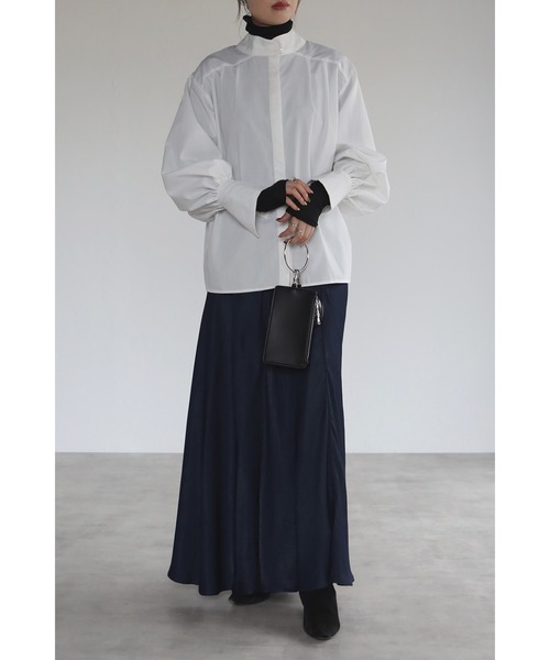 Bonjour Sagan（ボンジュールサガン）の「サイドスリットサテンフレアスカート（スカート・レディース・マスタード/ネイビー・FREE）」の20枚目の写真