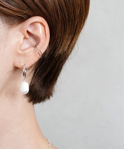 SIGNAL(シグナル)の「【ZOZO限定】Pearl Hoop Pierce / パールフープピアス(ピアス(両耳用)・レディース・シルバー/ゴールド・FREE)」の9枚目の写真