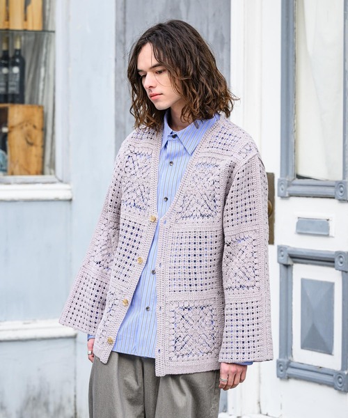 CASPER JOHN（キャスパージョン）の「See through knit cardigan/シースルーニットカーディガン（カーディガン/ボレロ・メンズ・チャコールグレー/グレイッシュベージュ・SMALL/MEDIUM/LARGE）」の17枚目の写真