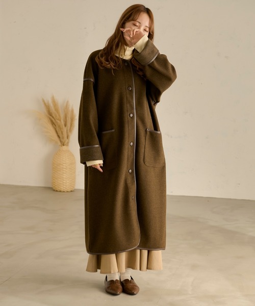 Ambre Neige（アンブルネージュ）の「パイピングロングコート／【WEB