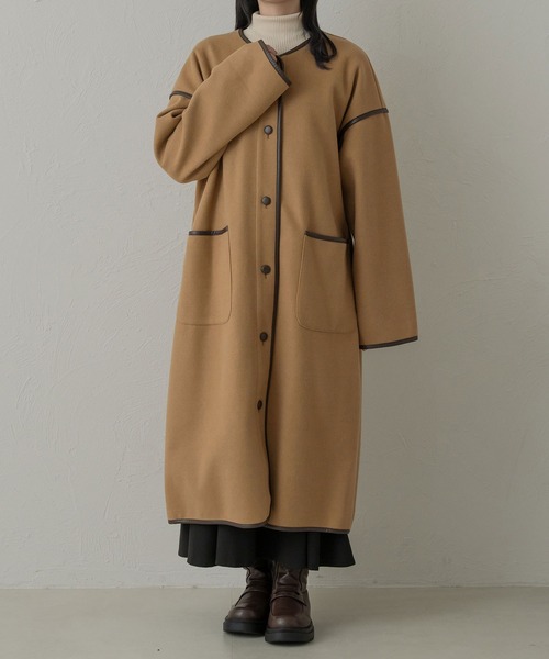 セール】パイピングロングコート／【WEB/EC限定商品】（ノー