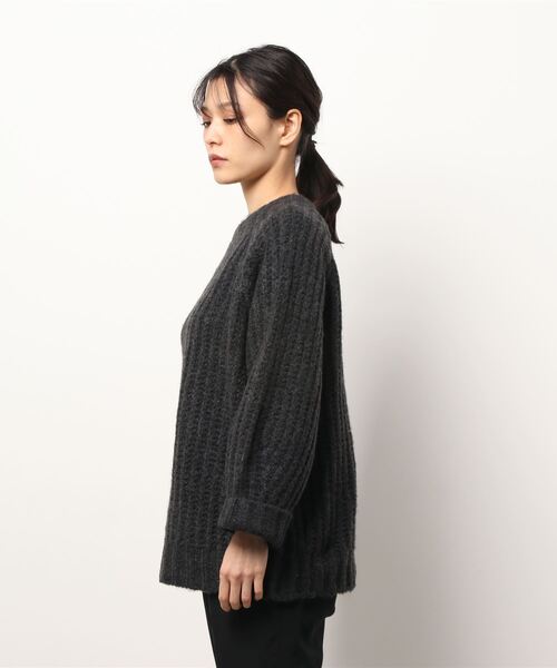 Samansa Mos2（サマンサ モスモス）の「【リサイクルポリエステル】クルーネックチャンキーニット（ニット/セーター・レディース・グレー/イエロー/オレンジ/グリーン/チャコール/キナリ・ﾌﾘ-）」の7枚目の写真