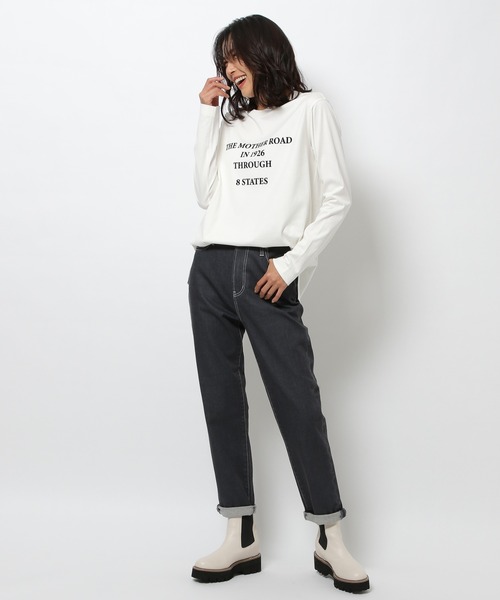 BARNYARDSTORM(バンヤードストーム)の「BARNYARDSTORM / フロッキーロゴT(Tシャツ/カットソー・レディース・ホワイト/ブラック・1/0)」の5枚目の写真