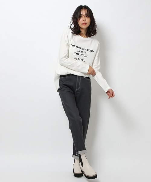 BARNYARDSTORM(バンヤードストーム)の「BARNYARDSTORM / フロッキーロゴT(Tシャツ/カットソー・レディース・ホワイト/ブラック・1/0)」の6枚目の写真