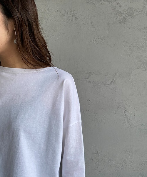 ORCIVAL（オーシバル）の「[ORCIVAL/オーシバル] 別注 7分袖ボートネックワイドTシャツ（Tシャツ/カットソー・レディース・ホワイト/ブラック/ホワイト×レッド/ホワイト×ネイビー/ベージュ系・1）」の22枚目の写真