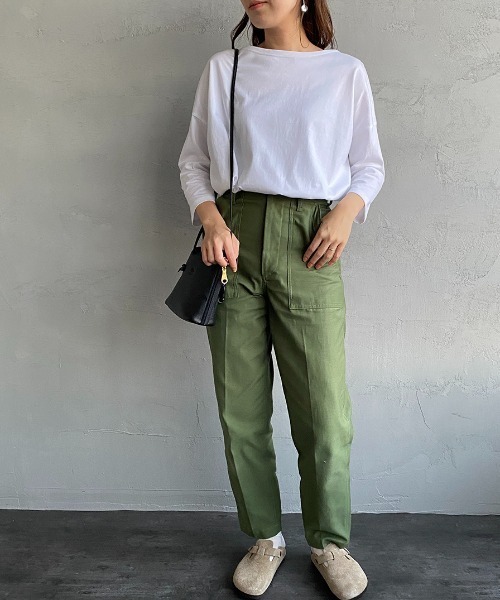 ORCIVAL（オーシバル）の「[ORCIVAL/オーシバル] 別注 7分袖ボートネックワイドTシャツ（Tシャツ/カットソー・レディース・ホワイト/ブラック/ホワイト×レッド/ホワイト×ネイビー/ベージュ系・1）」の14枚目の写真