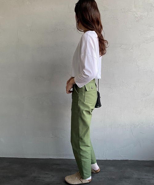 ORCIVAL（オーシバル）の「[ORCIVAL/オーシバル] 別注 7分袖ボートネックワイドTシャツ（Tシャツ/カットソー・レディース・ホワイト/ブラック/ホワイト×レッド/ホワイト×ネイビー/ベージュ系・1）」の15枚目の写真