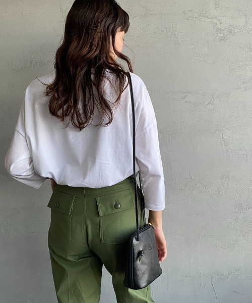 ORCIVAL（オーシバル）の「[ORCIVAL/オーシバル] 別注 7分袖ボートネックワイドTシャツ（Tシャツ/カットソー・レディース・ホワイト/ブラック/ホワイト×レッド/ホワイト×ネイビー/ベージュ系・1）」の16枚目の写真