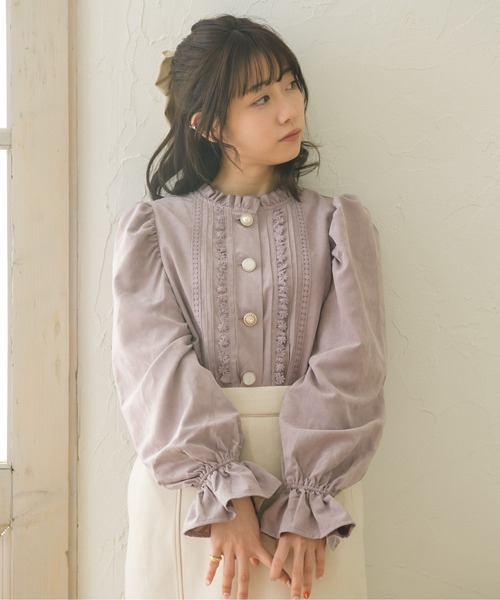 ems excite（エムズエキサイト）の「色々釦レースブラウス（シャツ/ブラウス・レディース・ライトグリーン/アイボリー/ライトピンク・FREE）」の3枚目の写真