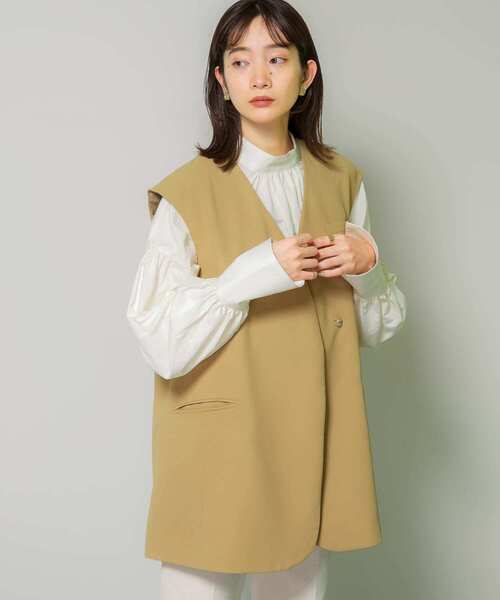 KBF（ケイビーエフ）の「ラウンドノーカラーベスト（その他アウター・レディース・アイボリー/ネイビー/ベージュ・ONE）」の19枚目の写真