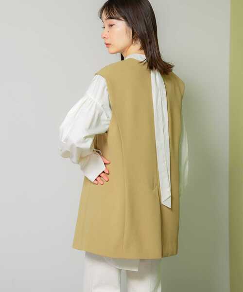 KBF（ケイビーエフ）の「ラウンドノーカラーベスト（その他アウター・レディース・アイボリー/ネイビー/ベージュ・ONE）」の21枚目の写真