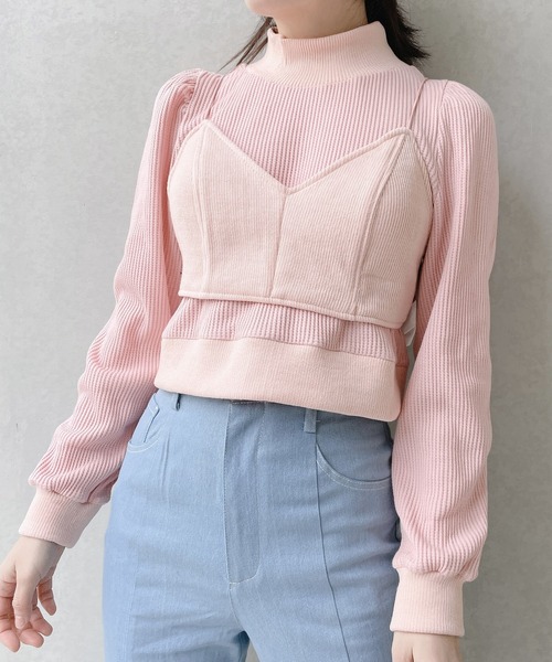 lilLilly(リルリリー)の「ワッフルリブアンサンブル(Tシャツ/カットソー・レディース・ホワイト/ブラック/ピンク・FREE)」の3枚目の写真