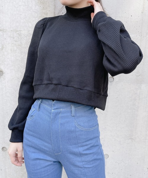 lilLilly(リルリリー)の「ワッフルリブアンサンブル(Tシャツ/カットソー・レディース・ホワイト/ブラック/ピンク・FREE)」の7枚目の写真