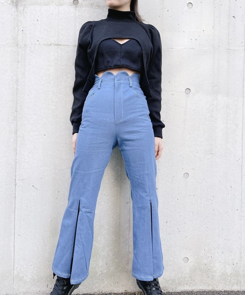 lilLilly(リルリリー)の「ワッフルリブアンサンブル(Tシャツ/カットソー・レディース・ホワイト/ブラック/ピンク・FREE)」の4枚目の写真