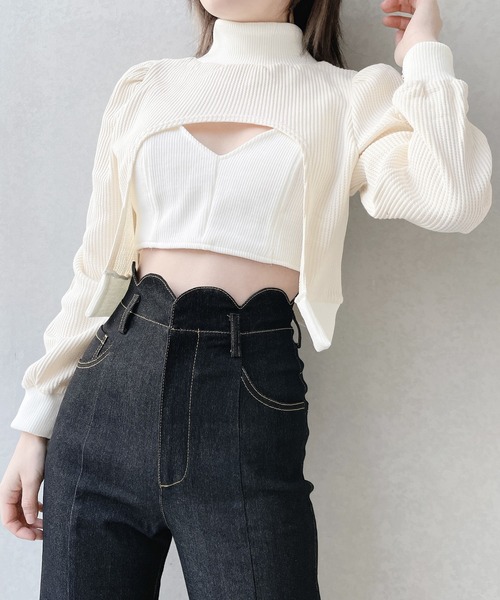 lilLilly(リルリリー)の「ワッフルリブアンサンブル(Tシャツ/カットソー・レディース・ホワイト/ブラック/ピンク・FREE)」の10枚目の写真