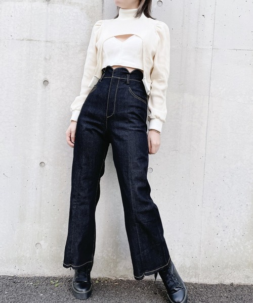 lilLilly(リルリリー)の「ワッフルリブアンサンブル(Tシャツ/カットソー・レディース・ホワイト/ブラック/ピンク・FREE)」の5枚目の写真