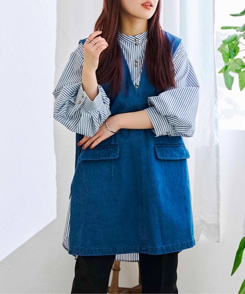 CPCM(シーピーシーエム)の「10OZデニムプルオーバーベスト(ベスト・レディース・ブラック/ブルー/アイボリー・FREE)」の2枚目の写真