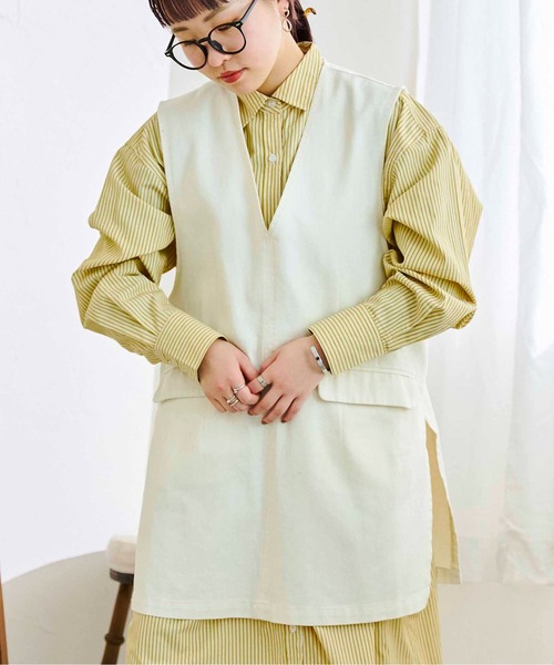 CPCM(シーピーシーエム)の「10OZデニムプルオーバーベスト(ベスト・レディース・ブラック/ブルー/アイボリー・FREE)」の3枚目の写真