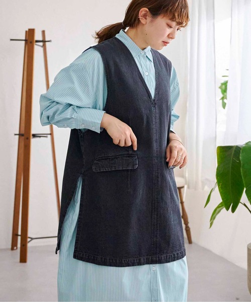 CPCM(シーピーシーエム)の「10OZデニムプルオーバーベスト(ベスト・レディース・ブラック/ブルー/アイボリー・FREE)」の1枚目の写真