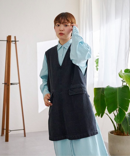 CPCM(シーピーシーエム)の「10OZデニムプルオーバーベスト(ベスト・レディース・ブラック/ブルー/アイボリー・FREE)」の12枚目の写真