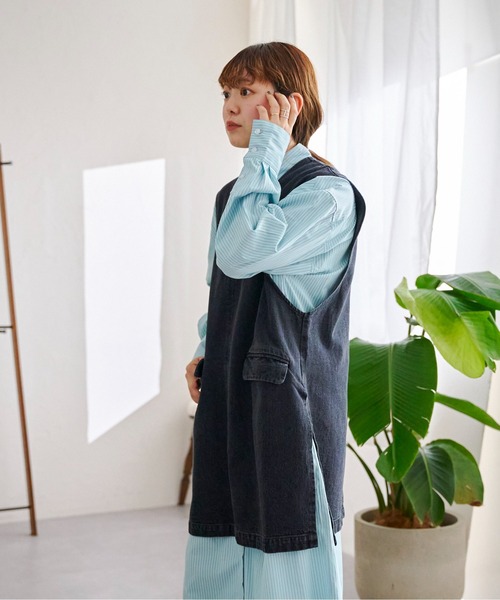 CPCM(シーピーシーエム)の「10OZデニムプルオーバーベスト(ベスト・レディース・ブラック/ブルー/アイボリー・FREE)」の14枚目の写真