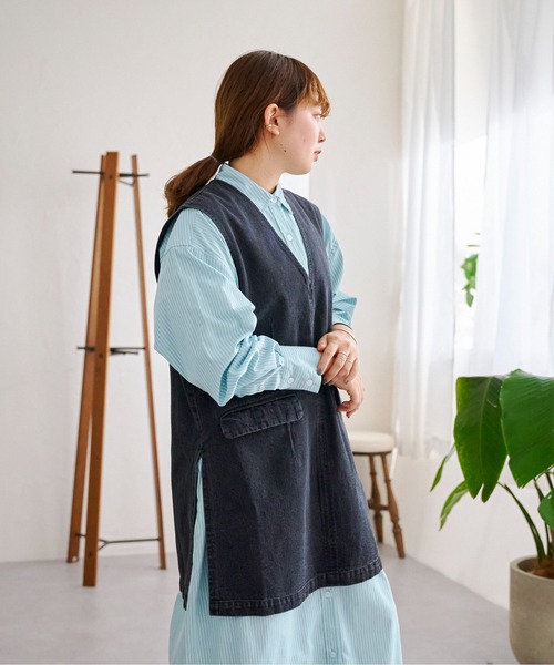 CPCM(シーピーシーエム)の「10OZデニムプルオーバーベスト(ベスト・レディース・ブラック/ブルー/アイボリー・FREE)」の6枚目の写真