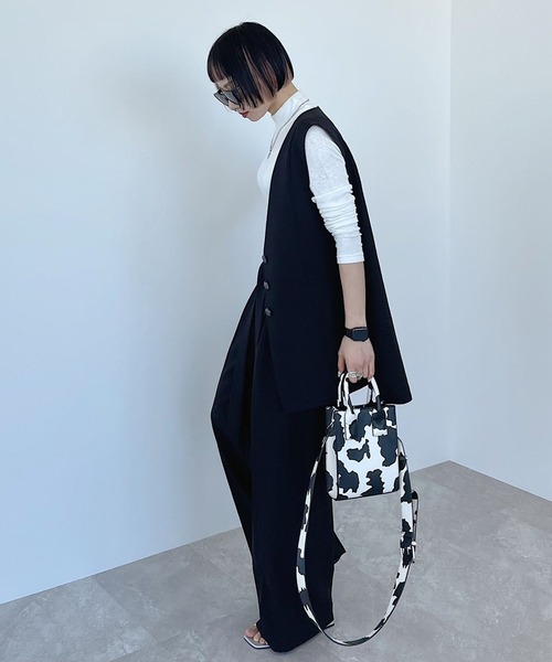 PAGEBOY(ページボーイ)の「リネンライクハイウエストワイドパンツ(その他パンツ・レディース・チョコ/ベージュ/ブラック/ターコイズブルー・FREE)」の7枚目の写真