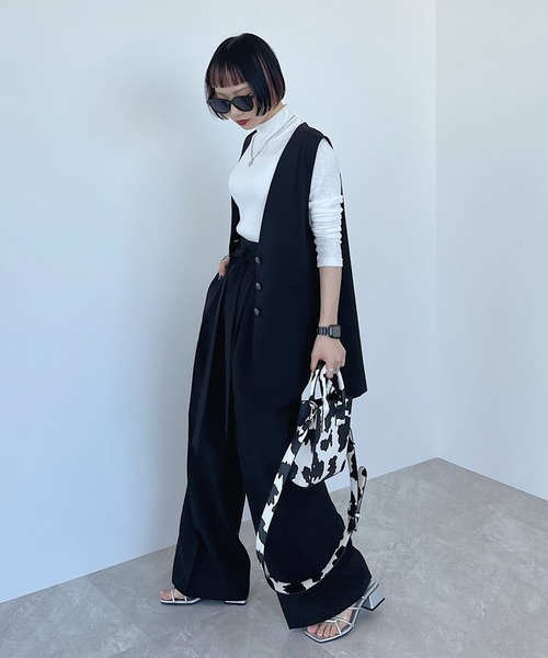 PAGEBOY(ページボーイ)の「リネンライクハイウエストワイドパンツ(その他パンツ・レディース・チョコ/ベージュ/ブラック/ターコイズブルー・FREE)」の8枚目の写真
