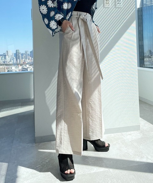 PAGEBOY(ページボーイ)の「リネンライクハイウエストワイドパンツ(その他パンツ・レディース・チョコ/ベージュ/ブラック/ターコイズブルー・FREE)」の13枚目の写真