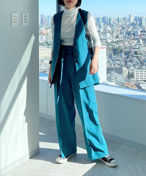 PAGEBOY(ページボーイ)の「リネンライクハイウエストワイドパンツ(その他パンツ・レディース・チョコ/ベージュ/ブラック/ターコイズブルー・FREE)」の20枚目の写真