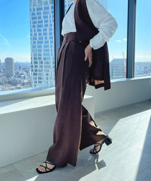 PAGEBOY(ページボーイ)の「リネンライクハイウエストワイドパンツ(その他パンツ・レディース・チョコ/ベージュ/ブラック/ターコイズブルー・FREE)」の9枚目の写真