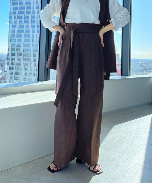PAGEBOY(ページボーイ)の「リネンライクハイウエストワイドパンツ(その他パンツ・レディース・チョコ/ベージュ/ブラック/ターコイズブルー・FREE)」の10枚目の写真