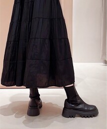 ESPERANZA（エスペランサ）の「【日本製／タンクソール／晴雨兼用／サイドゴア／軽量／歩きやすい】サイドゴア厚底ワークブーツ（レイン対応シューズ）（ブーツ・レディース）」