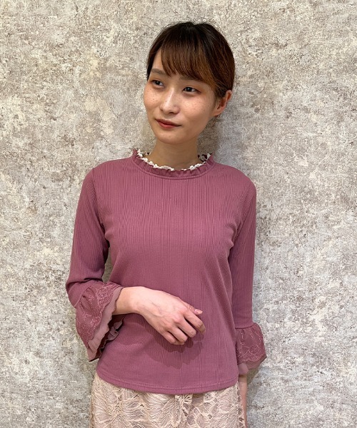 axes femme（アクシーズファム）の「ボリューム刺繍チュールＰＯ（Tシャツ/カットソー・レディース・ブラック/ピンク/グリーン/キナリ・FREE）」の4枚目の写真