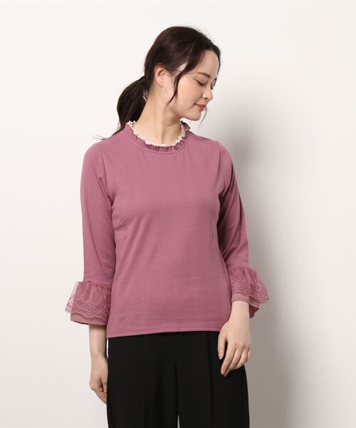 axes femme（アクシーズファム）の「ボリューム刺繍チュールＰＯ（Tシャツ/カットソー・レディース・ブラック/ピンク/グリーン/キナリ・FREE）」の7枚目の写真