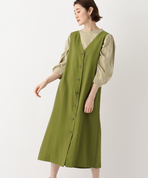 OPAQUE.CLIP(オペークドットクリップ)の「◆【Caffisi】3way ジャンパースカート(スカート・レディース・ダークネイビー/ベージュ系その他2/黄緑系・00)」の2枚目の写真