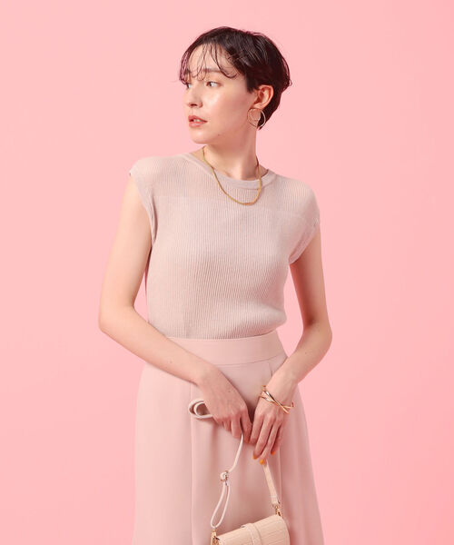 NOLLEY’S Sophi（ノーリーズソフィ）の「麻混スパークフレンチプルオーバーニット（ニット/セーター・レディース・ブラック/ベージュ/カーキ/ミント・36/38）」の4枚目の写真