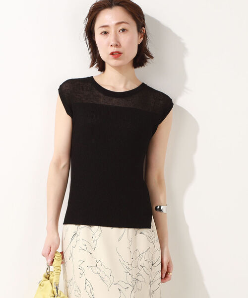 NOLLEY’S Sophi（ノーリーズソフィ）の「麻混スパークフレンチプルオーバーニット（ニット/セーター・レディース・ブラック/ベージュ/カーキ/ミント・36/38）」の3枚目の写真