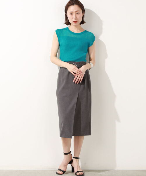 NOLLEY’S Sophi（ノーリーズソフィ）の「麻混スパークフレンチプルオーバーニット（ニット/セーター・レディース・ブラック/ベージュ/カーキ/ミント・36/38）」の5枚目の写真