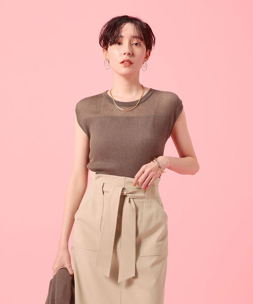 NOLLEY’S Sophi（ノーリーズソフィ）の「麻混スパークフレンチプルオーバーニット（ニット/セーター・レディース・ブラック/ベージュ/カーキ/ミント・36/38）」の20枚目の写真