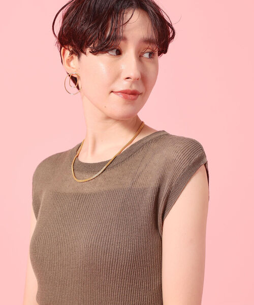 NOLLEY’S Sophi（ノーリーズソフィ）の「麻混スパークフレンチプルオーバーニット（ニット/セーター・レディース・ブラック/ベージュ/カーキ/ミント・36/38）」の15枚目の写真