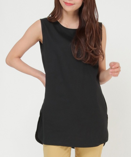 ikka（イッカ）の「裾ラウンドノースリプルオーバー（タンクトップ・レディース・ブラック/オフホワイト/その他1・M/L）」の3枚目の写真